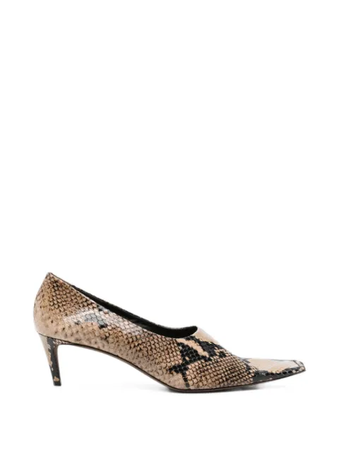 KHAITE Marlene snake-effect square-toe pumps