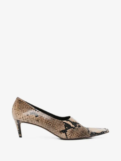KHAITE Marlene snake-effect square-toe pumps