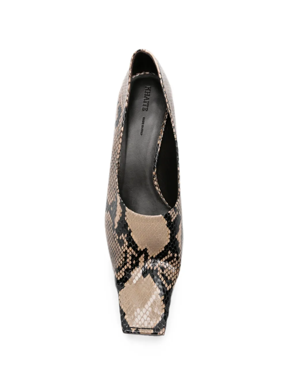 KHAITE Marlene snake-effect square-toe pumps Beige