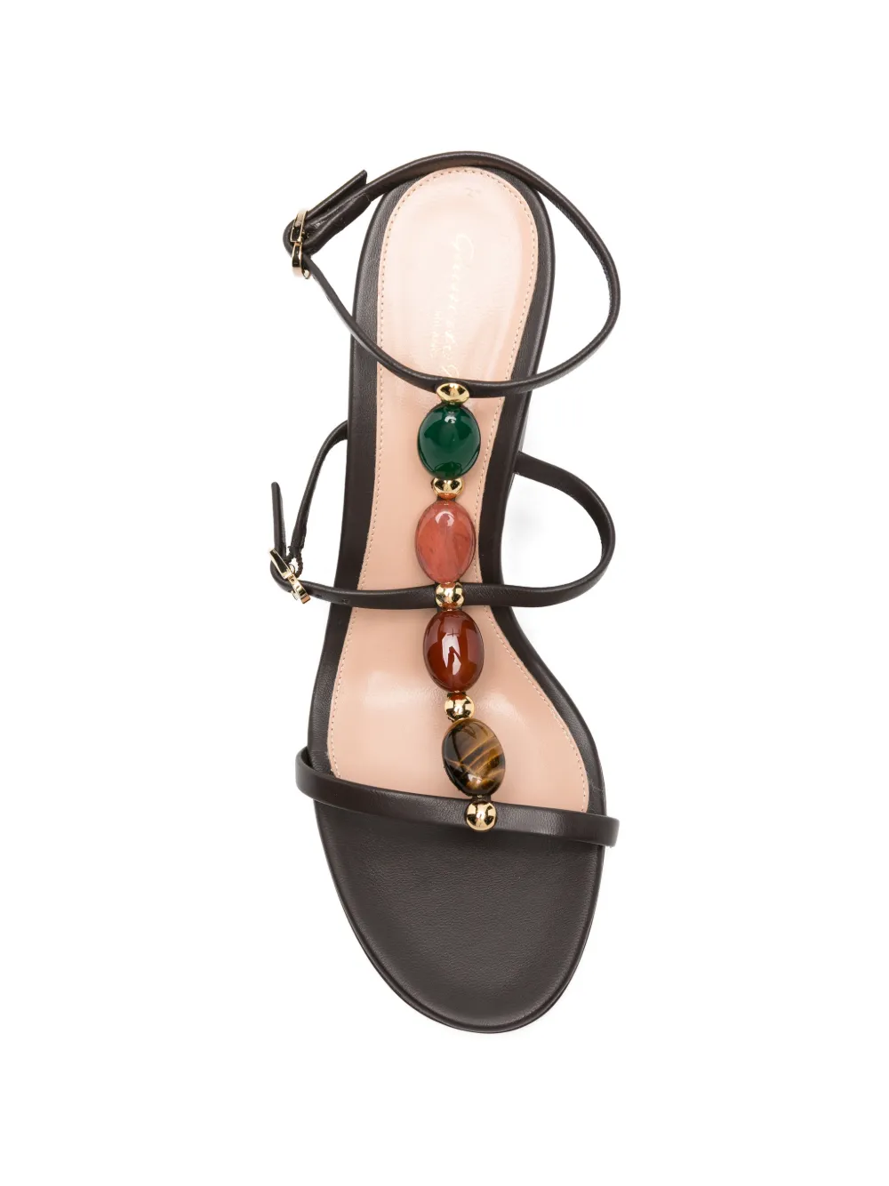 Gianvito Rossi Shanti stone-embellished wedge sandals Bruin