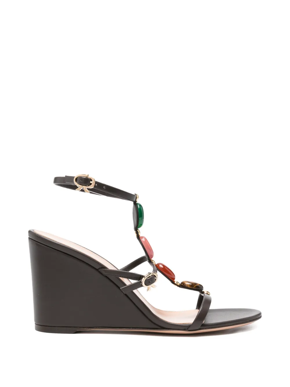 Gianvito Rossi Shanti stone-embellished wedge sandals Bruin
