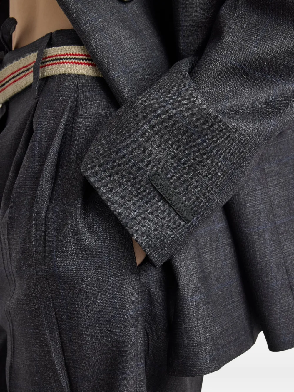Prada Geruit wollen jack met dubbele rij knopen Grijs