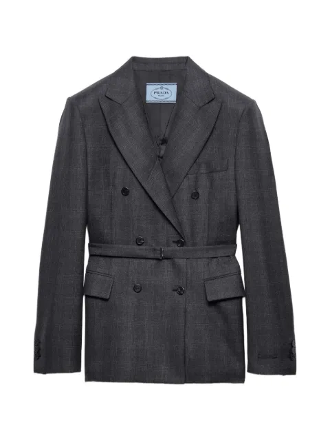 Prada double-breasted checked wool jacket