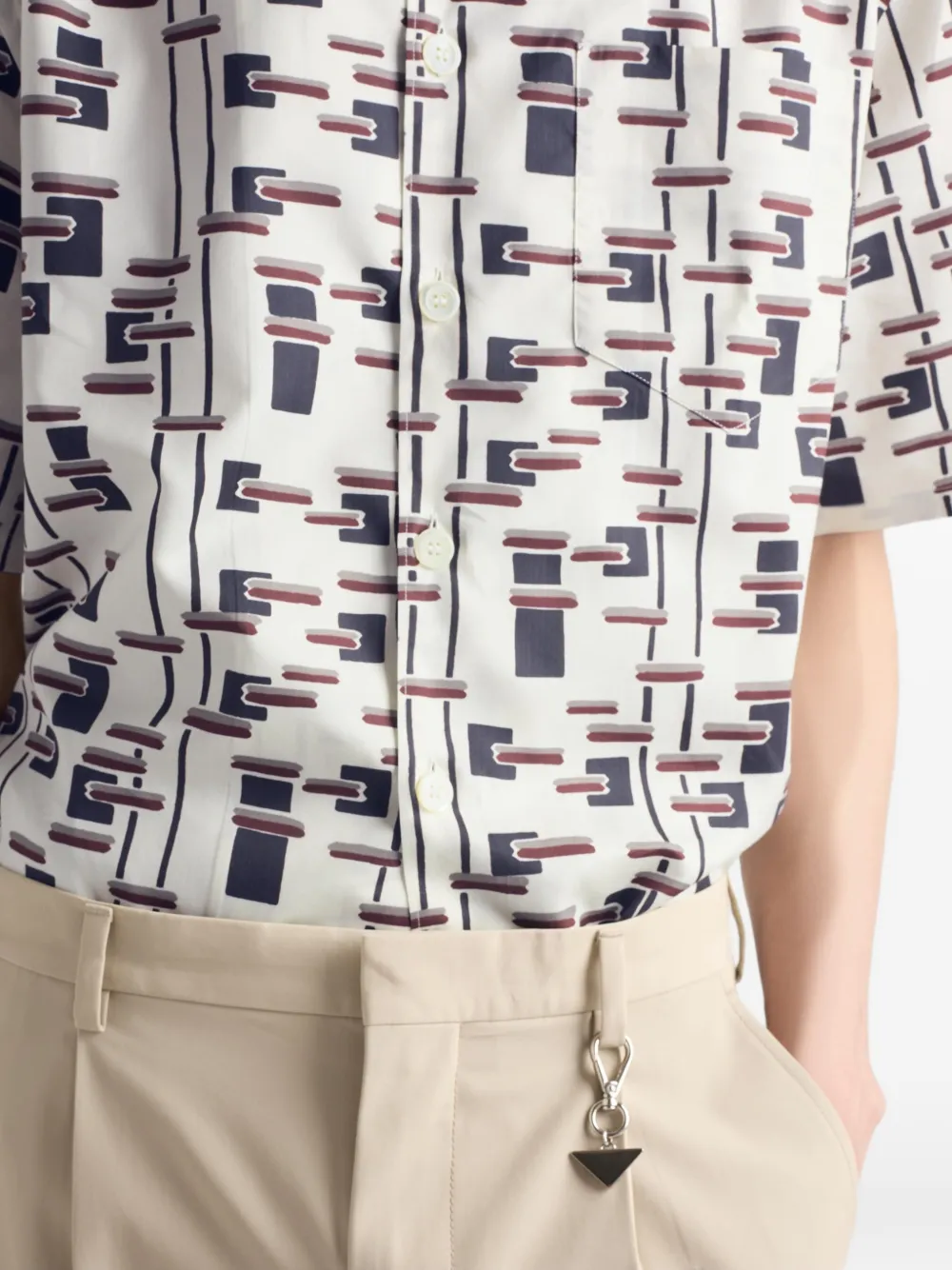 Prada T-shirt van katoenblend met print Beige