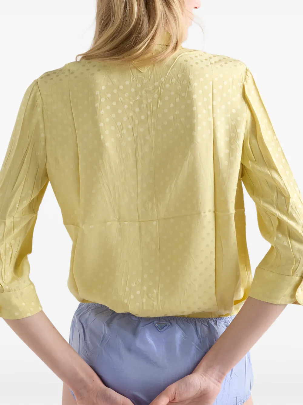  Prada Polka-dot Satin Shirt - Yellow 