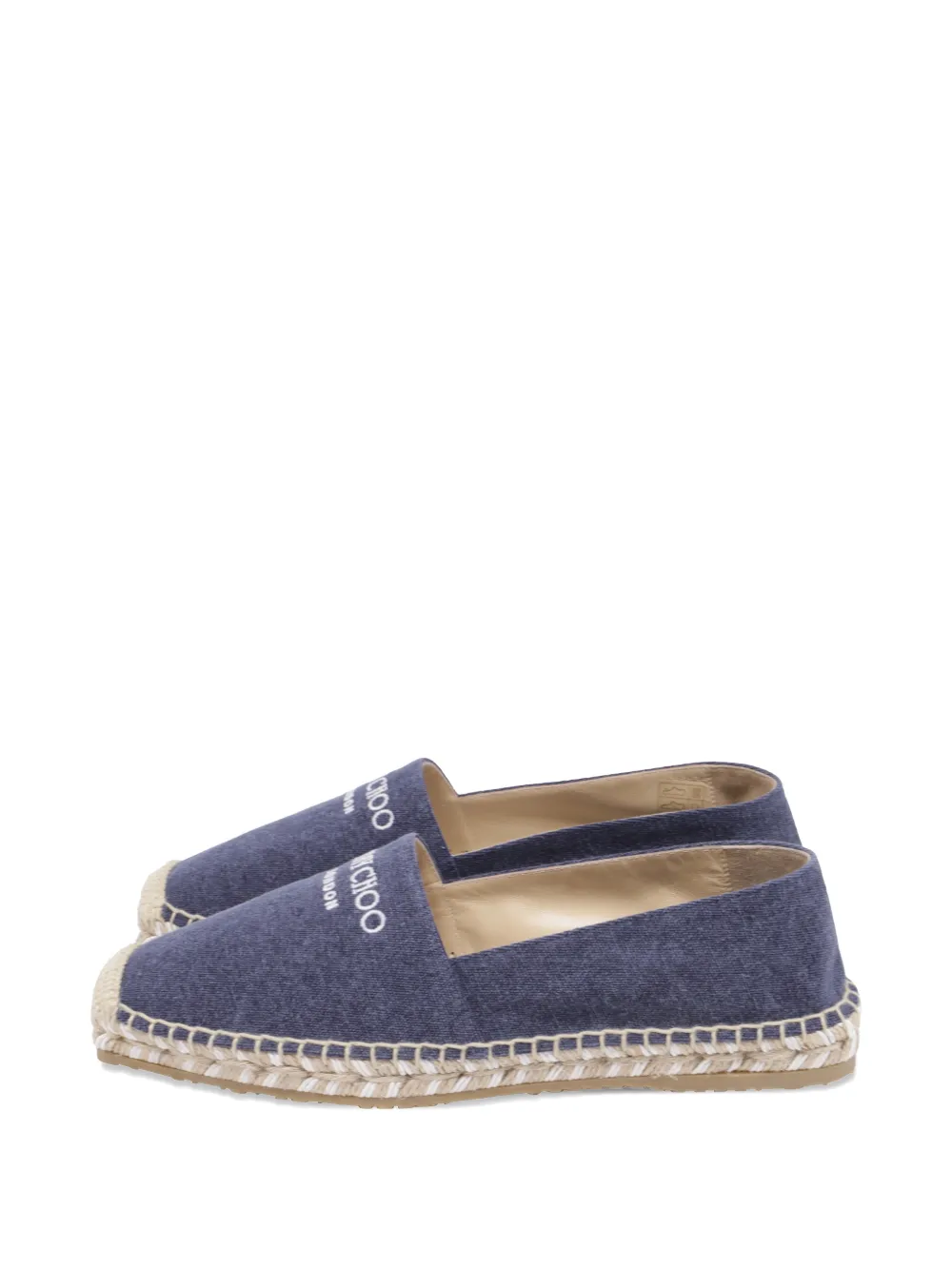 Pre-owned Jimmy Choo Logo-embroidered Espadrille Flats In Blue