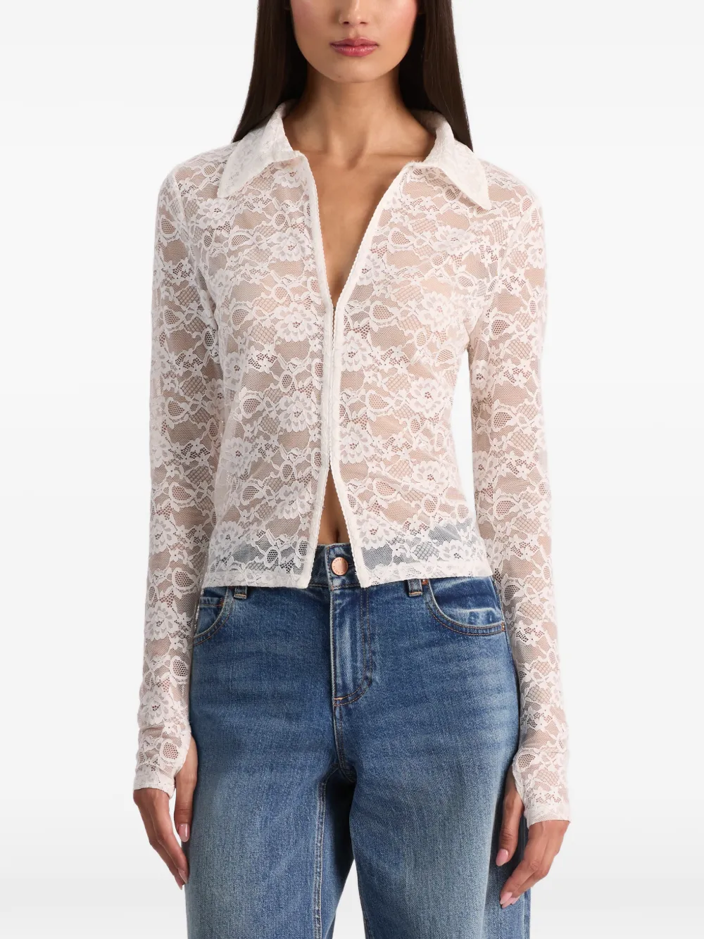 alice + olivia Kara blouse met kant en knopen Wit