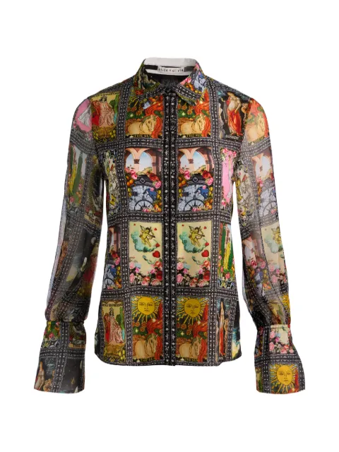 alice + olivia Wan slit-cuff button shirt