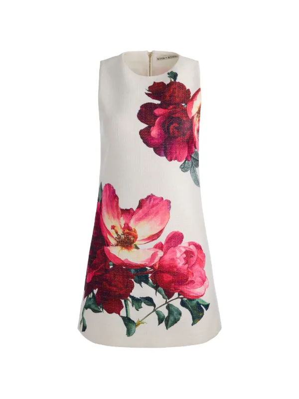 Alice + Olivia Clyde Floral A-line Shift Mini Dress | Neutrals | FARFETCH GE