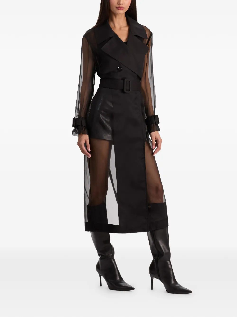  Alice + Olivia Silvia Sheer Trench Coat - Black 