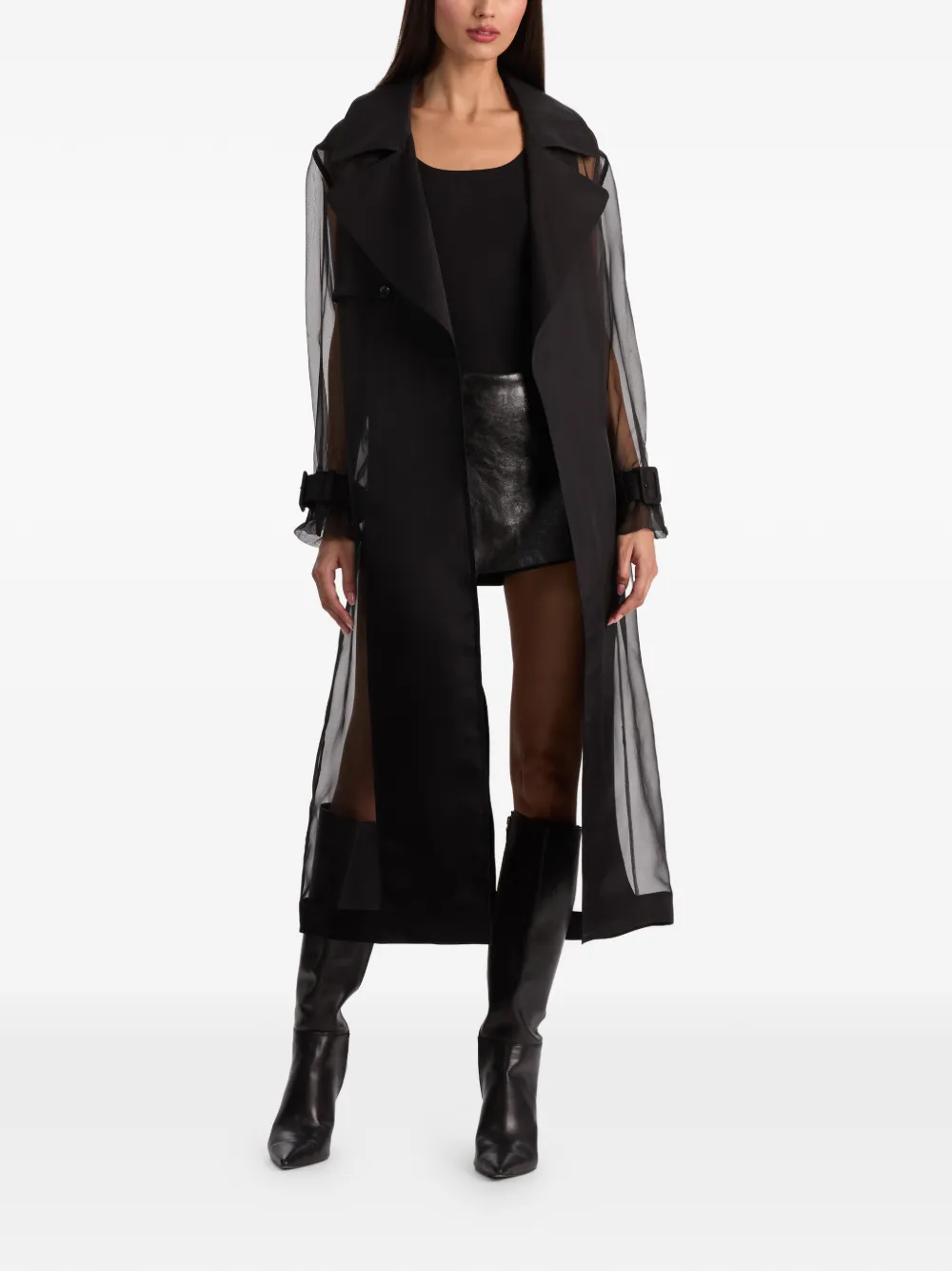  Alice + Olivia Silvia Sheer Trench Coat - Black 