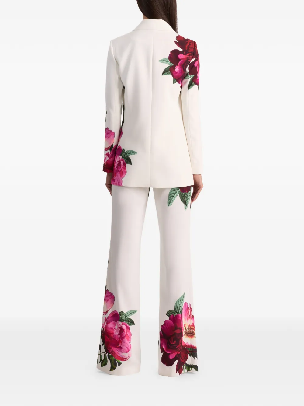 Denny Boyfriend Notch-Collar Floral Blazer