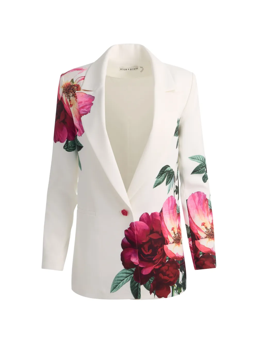 alice + olivia Denny Boyfriend notch-collar floral blazer - Bianco