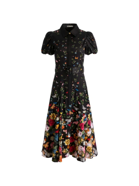 alice + olivia Henrietta floral belted midi dress