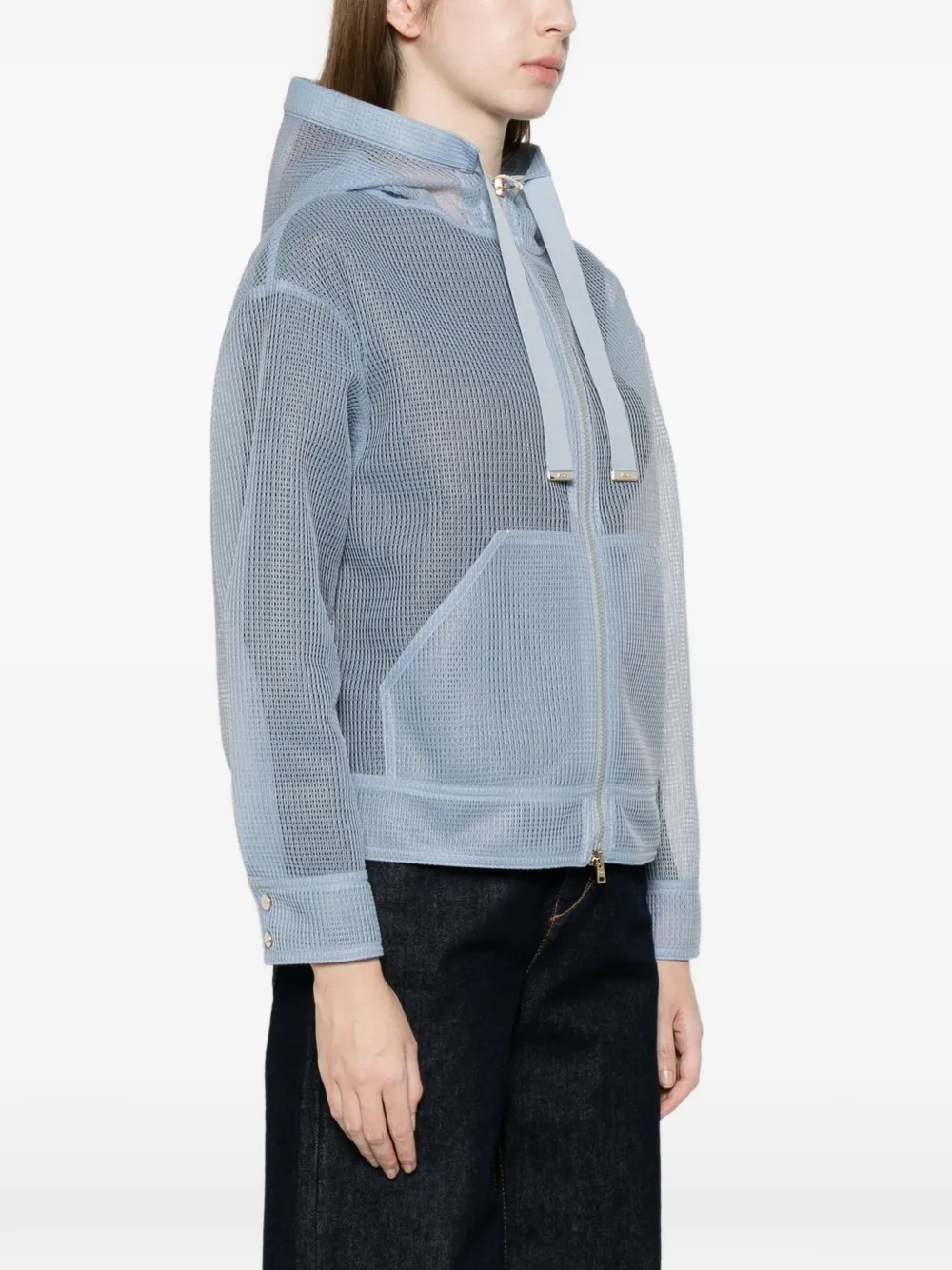 Herno Semi-doorzichtig jack met capuchon Blauw