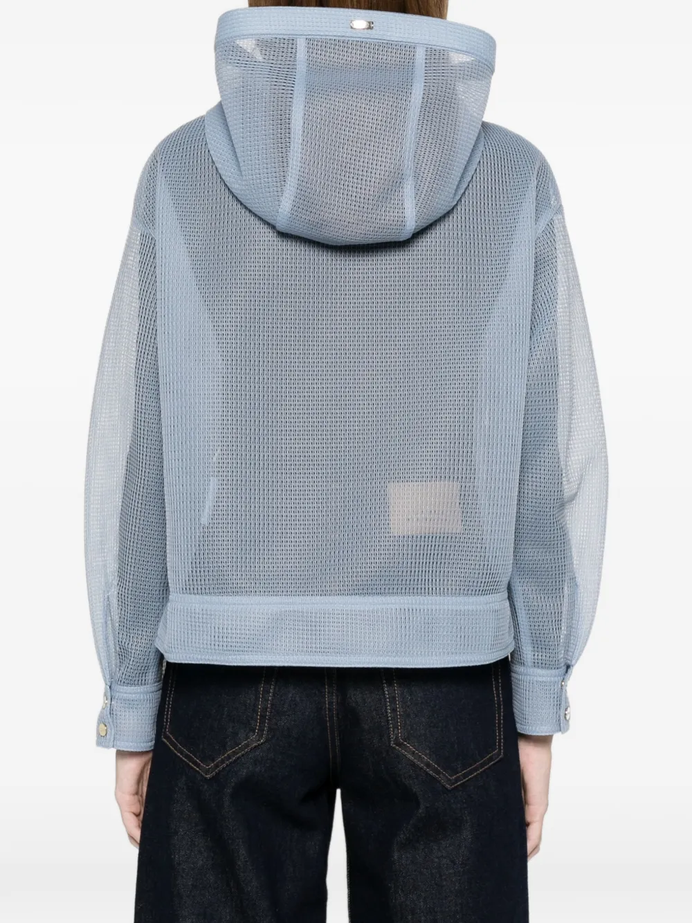 Herno Semi-doorzichtig jack met capuchon Blauw