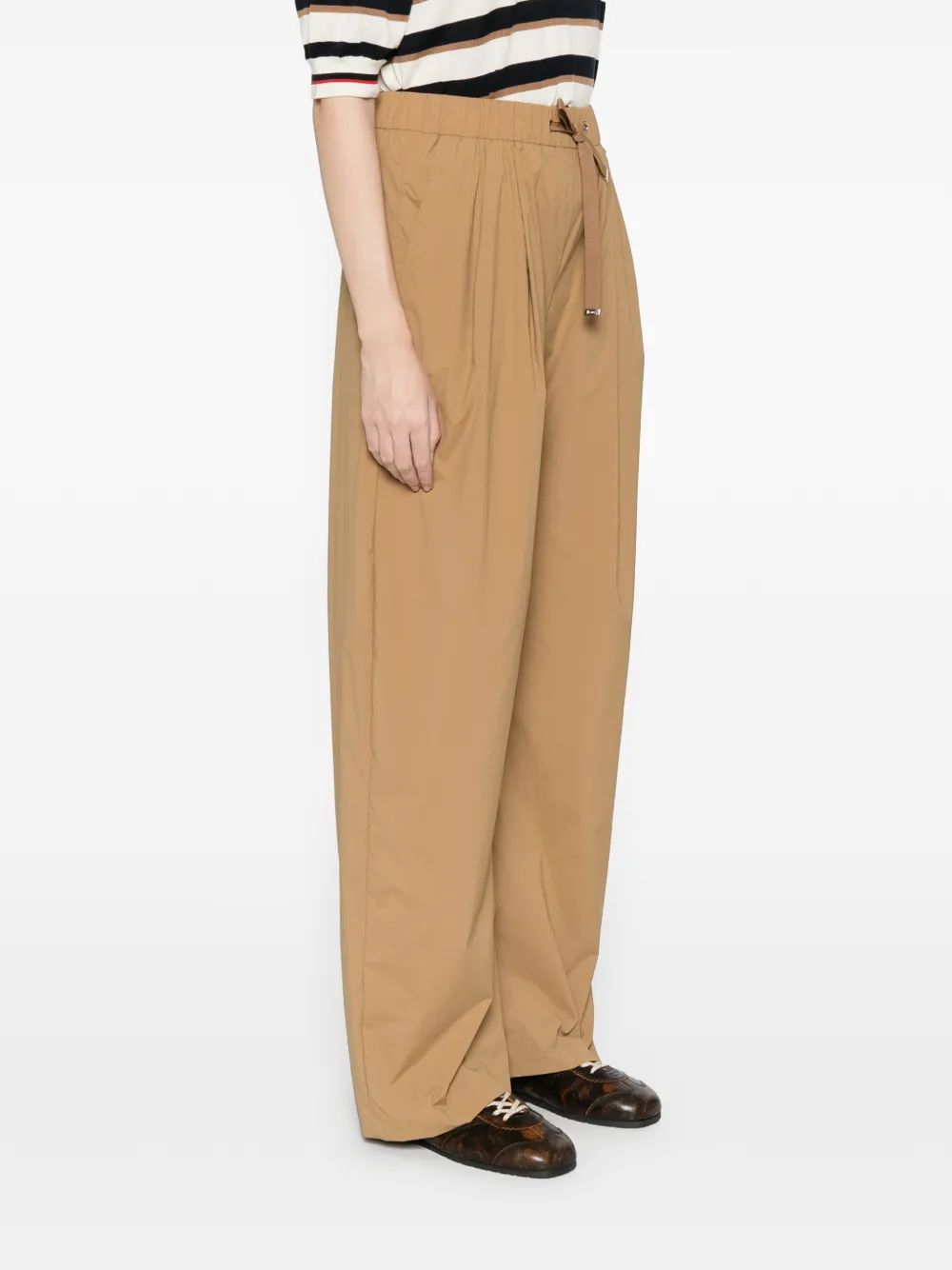  Herno Drawstring Pleated Palazzo Pants - Brown 