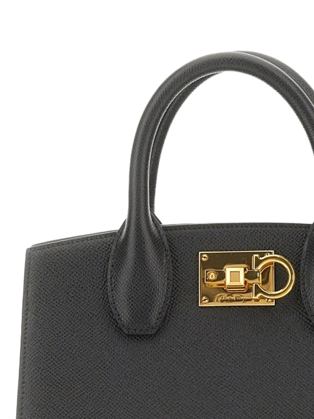  Ferragamo Studio Box Tote Bag - Black 
