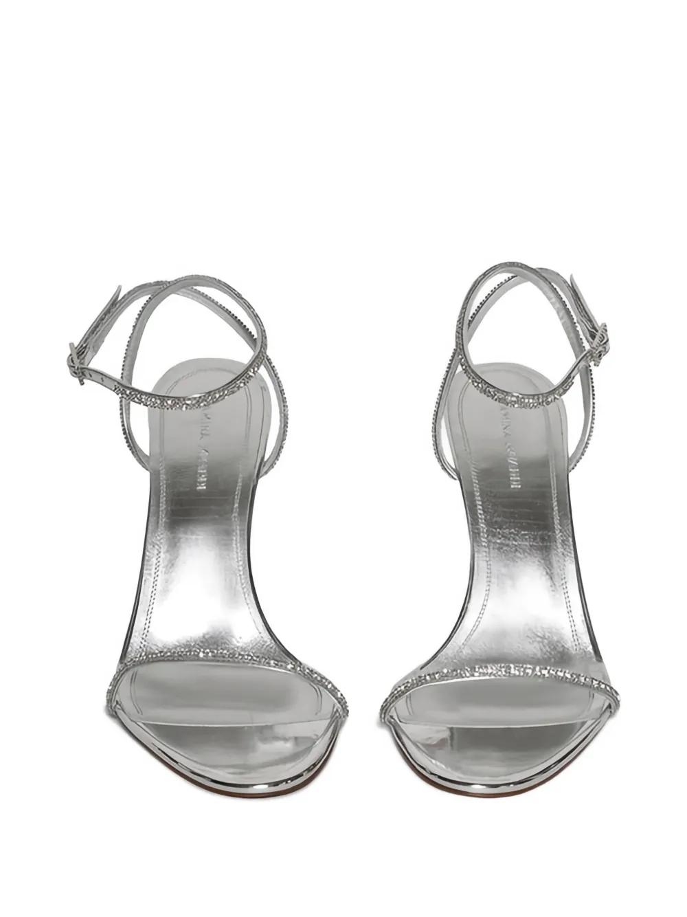 Amina Muaddi diamante sandals Zilver