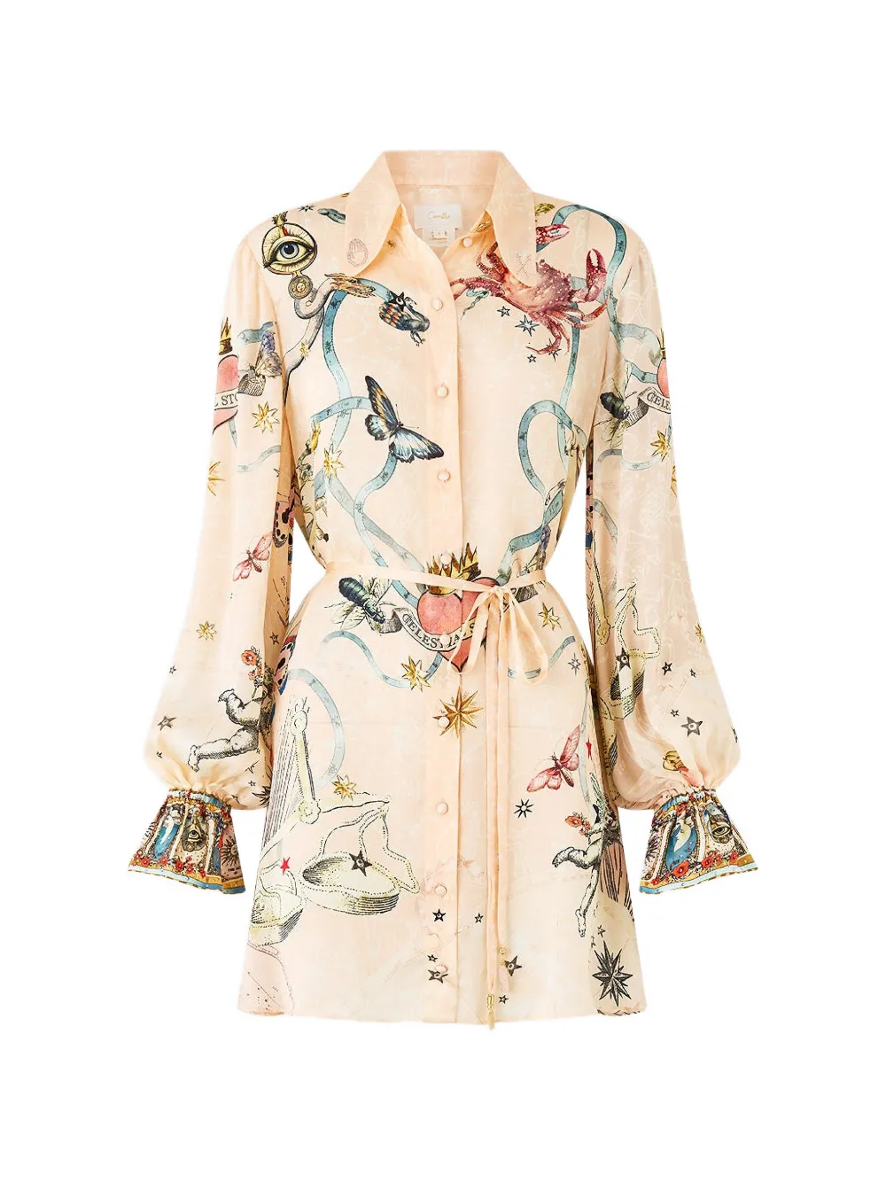 Camilla House Of Horoscopes shirt mini dress - Toni neutri