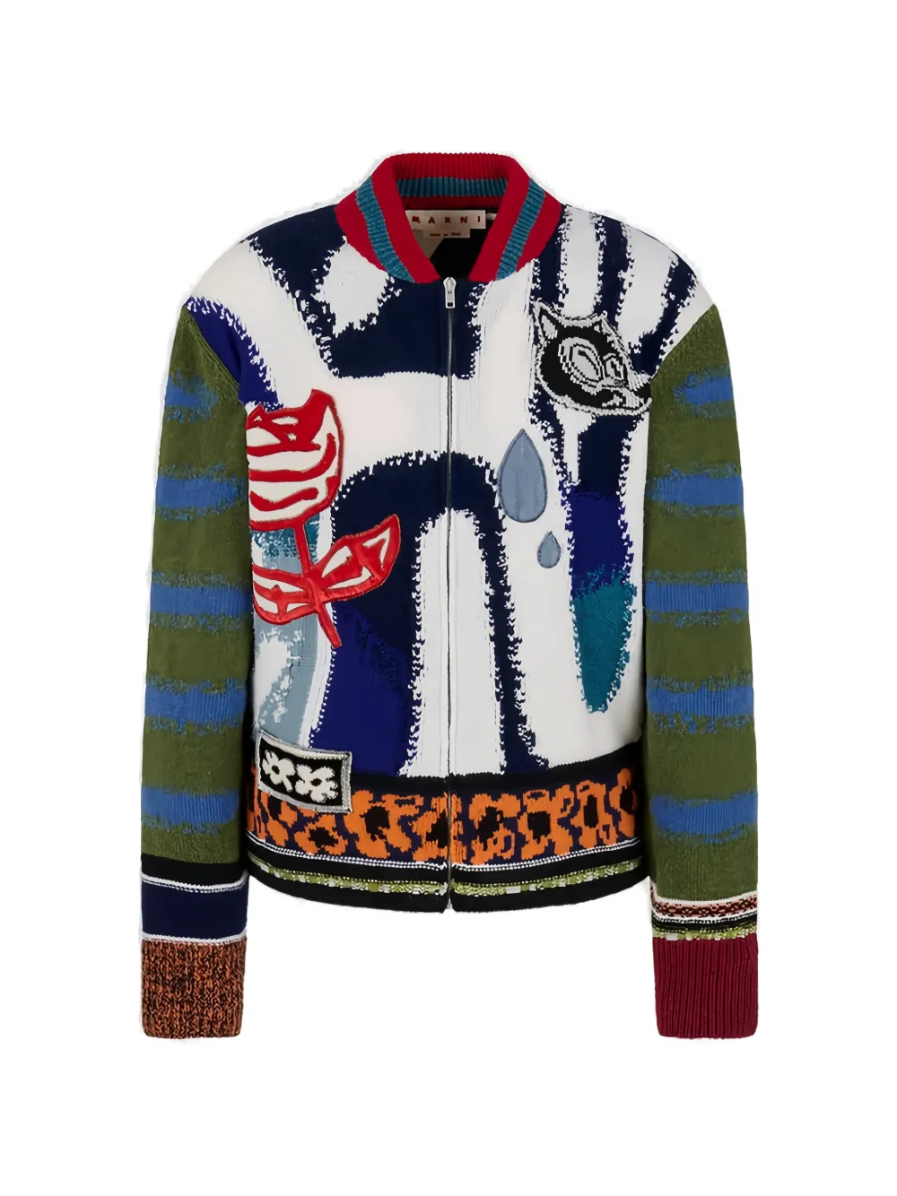 Marni graphic-print zip-up cardigan - Bianco