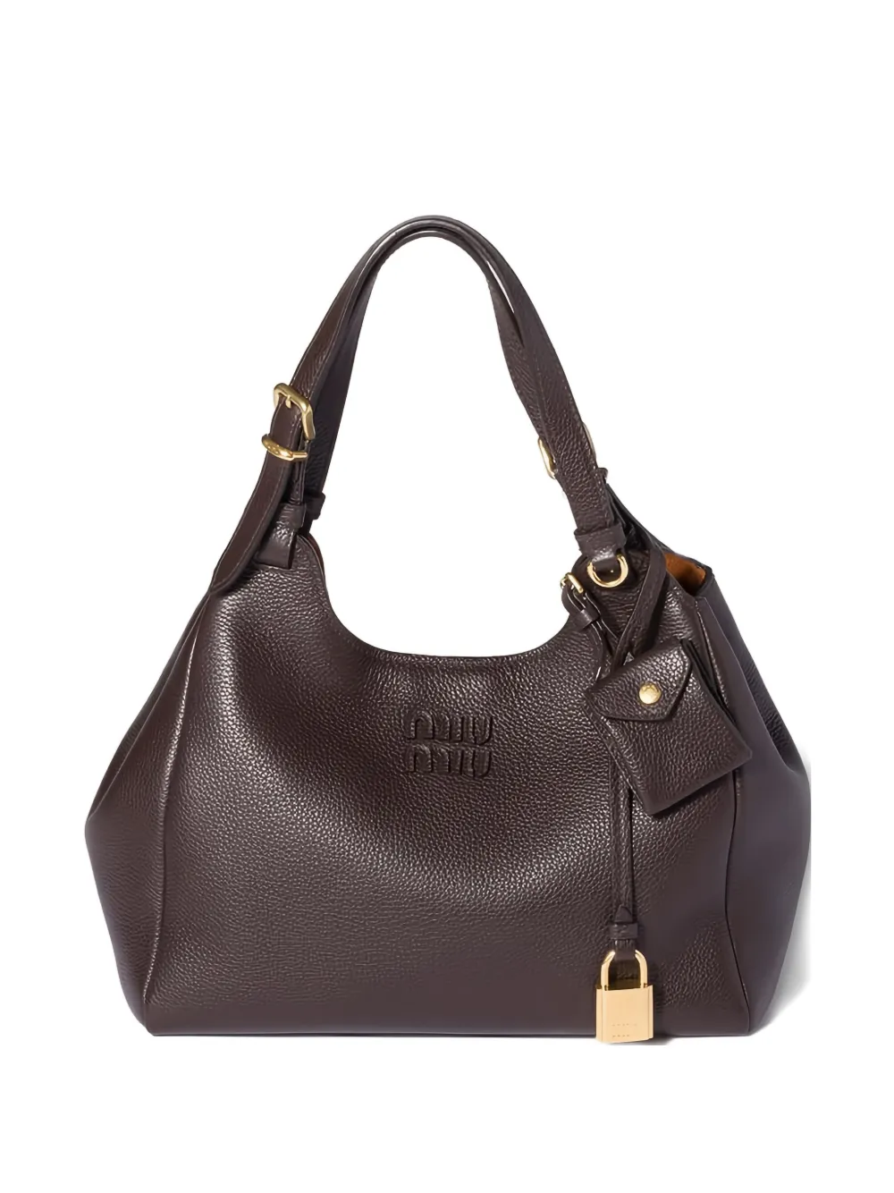Miu Miu logo-detail leather shoulder bag - Marrone