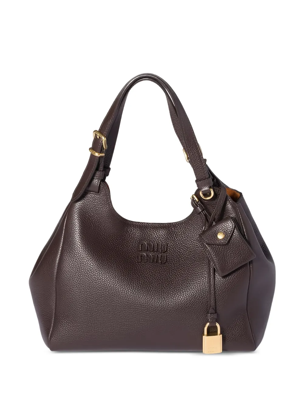 Miu Miu logo-detail leather shoulder bag - Marrone