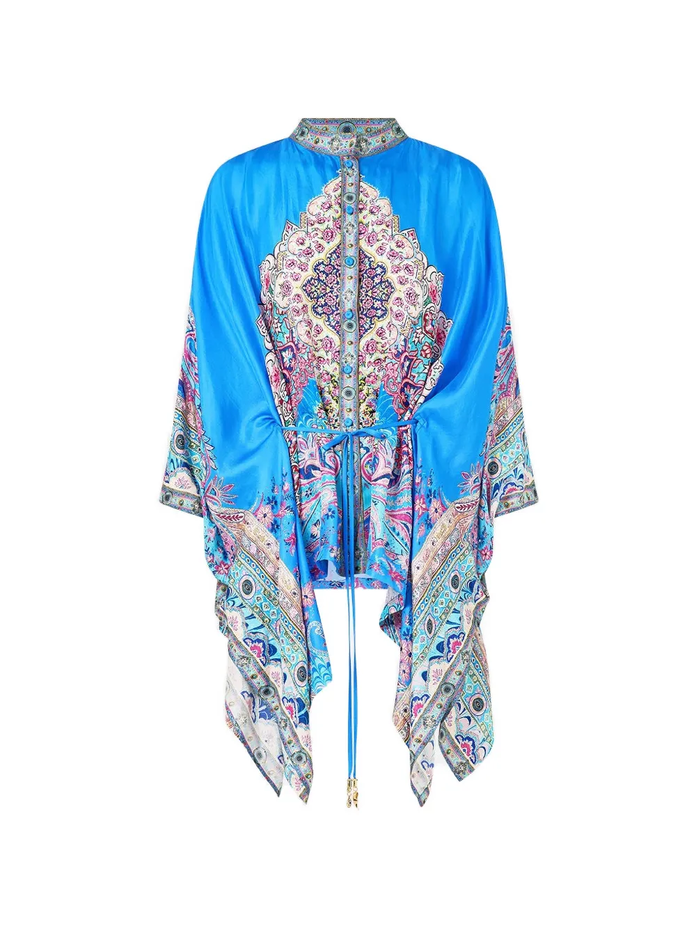 Camilla button scarf blouse - Blu