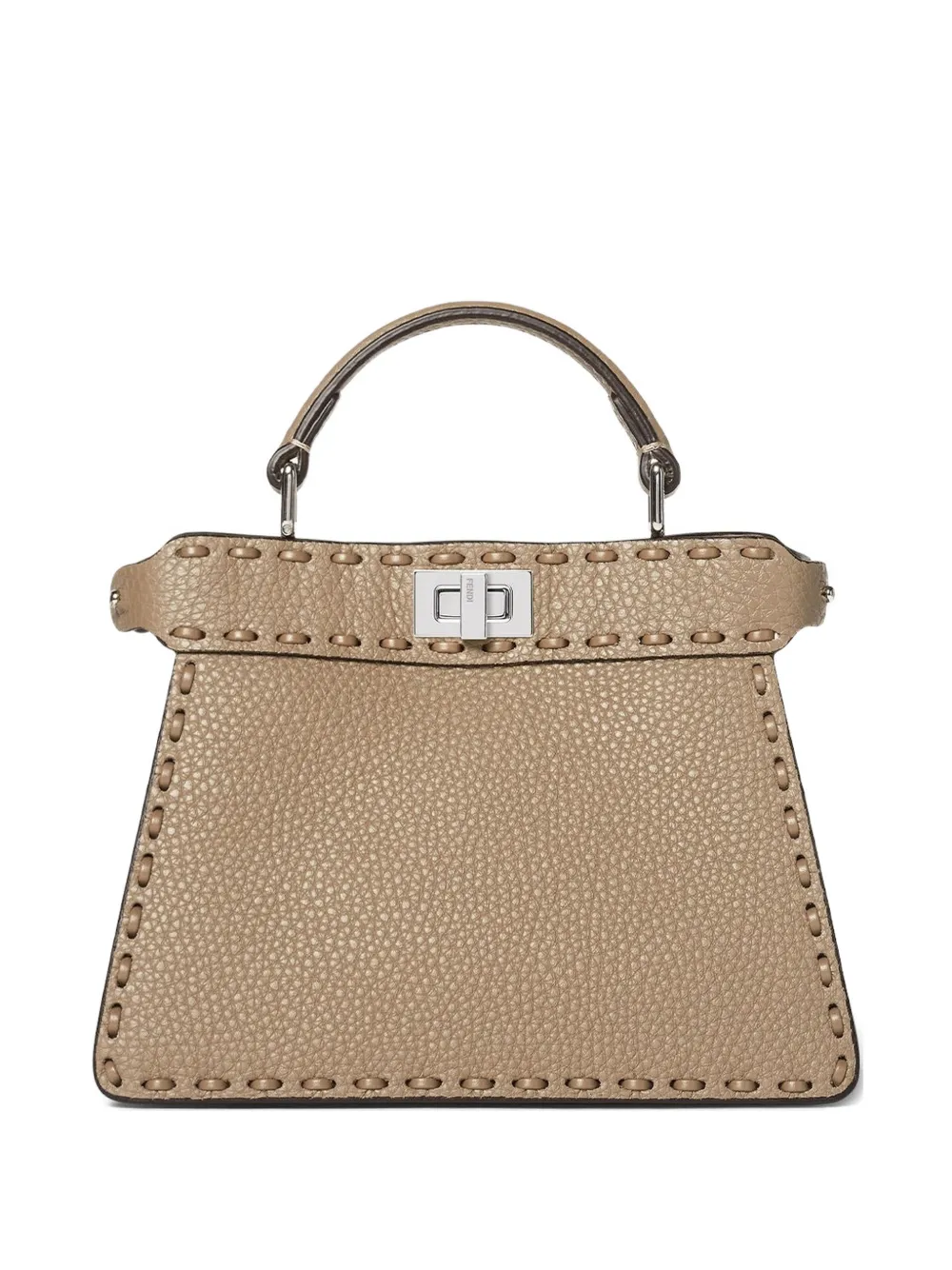 FENDI Peekaboo stitched top handle shoulder bag - Toni neutri