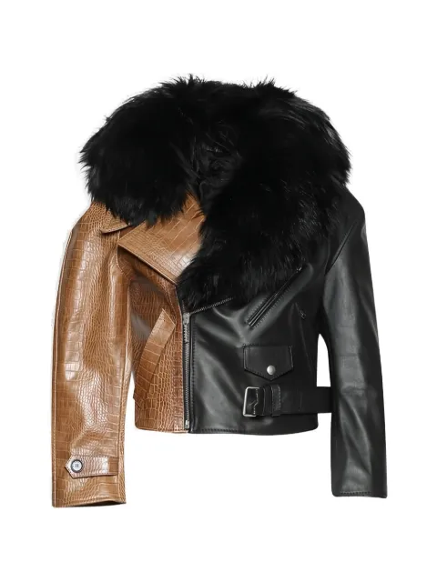 Marni fur collar croc effect jacket