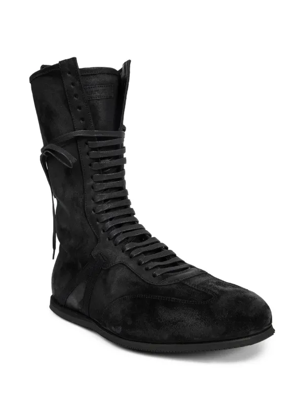 Ann Demeulemeester Fides lace-up Suede Sneakers | Black | FARFETCH