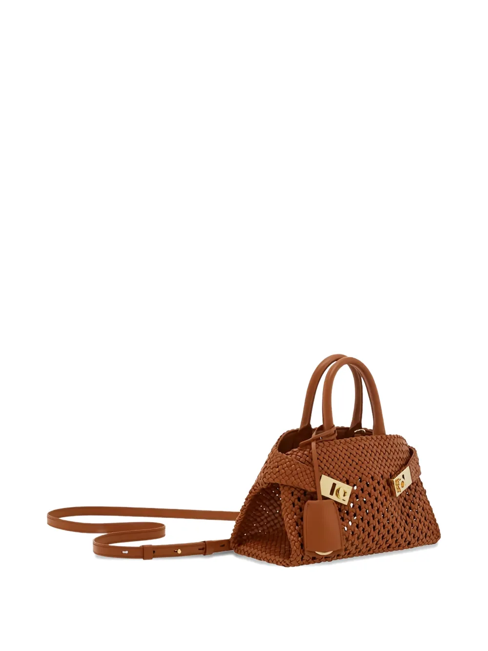 Ferragamo XS Hug geweven shopper Bruin