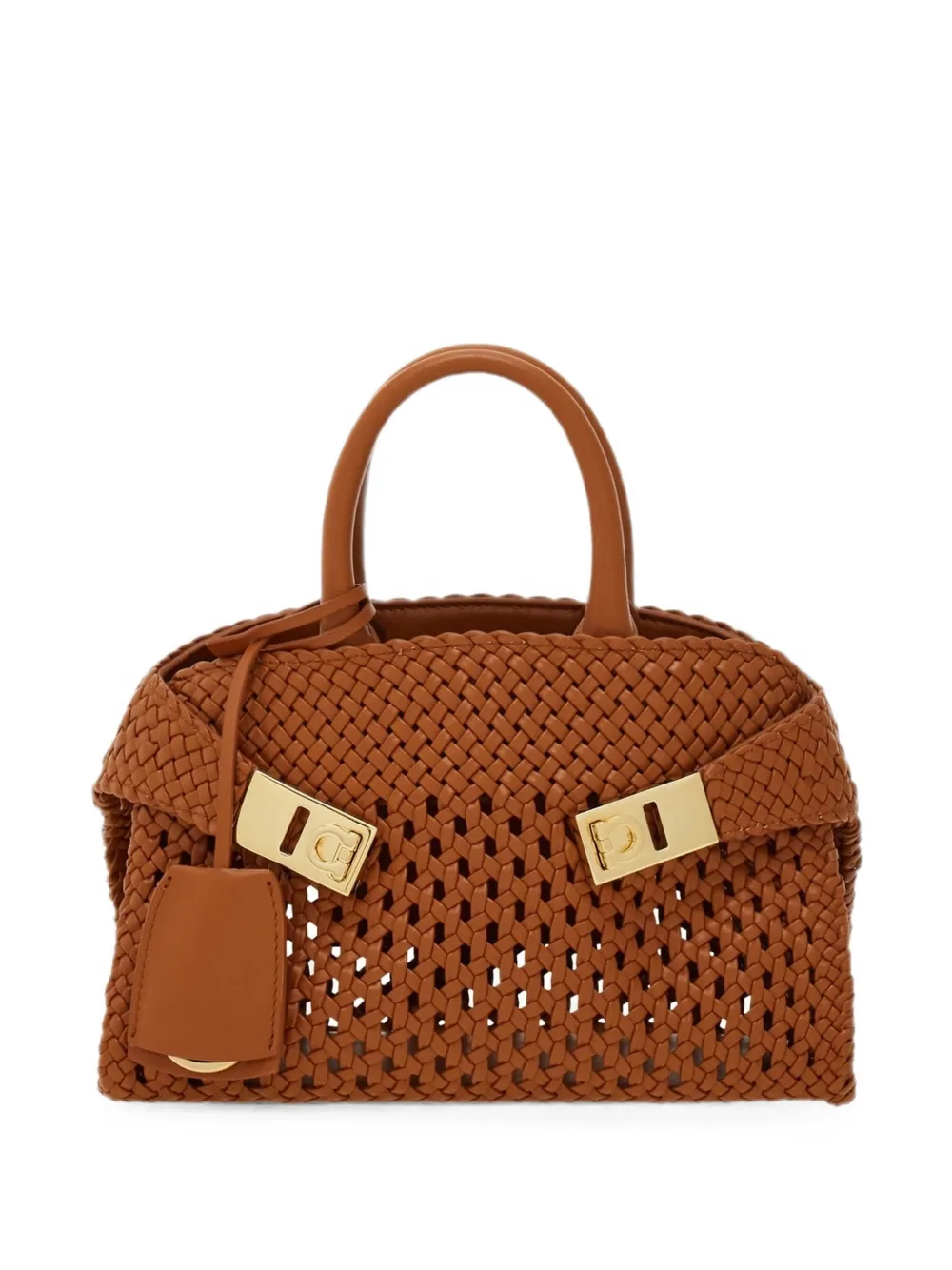 Ferragamo XS woven hug tote bag - Brown