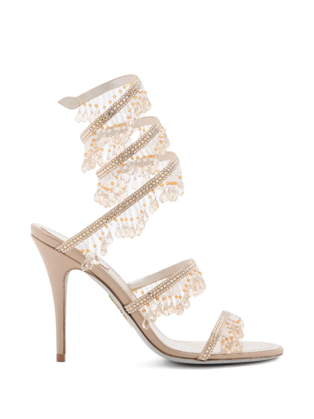 René Caovilla beaded-embellishment strappy sandals Beige