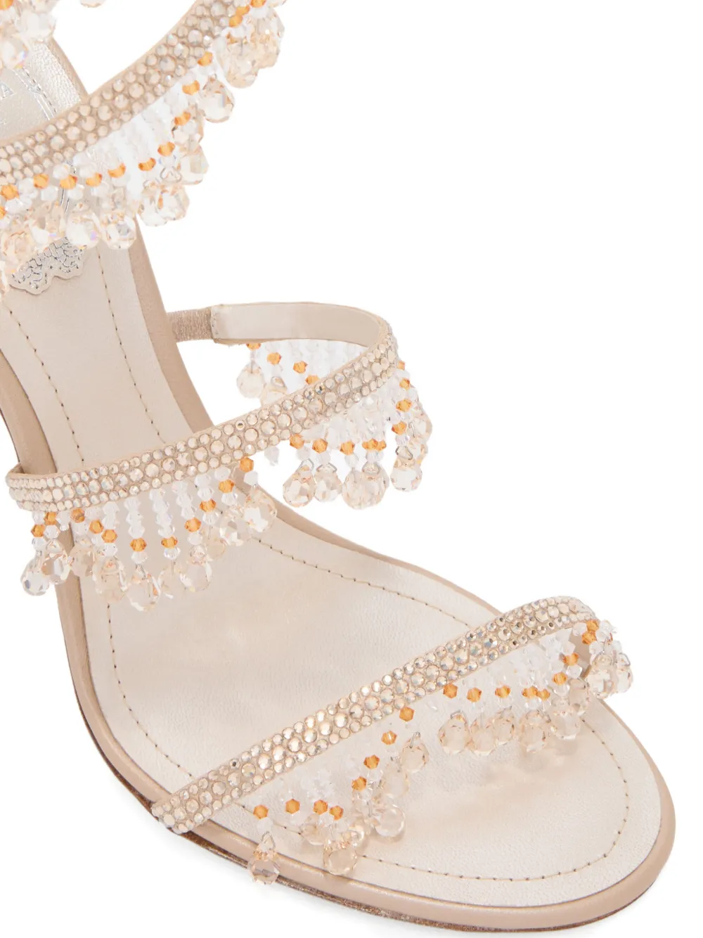 René Caovilla beaded-embellishment strappy sandals Beige