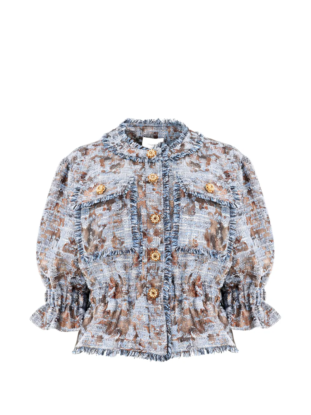 Cinq A Sept floral-print tweed jacket - Blu