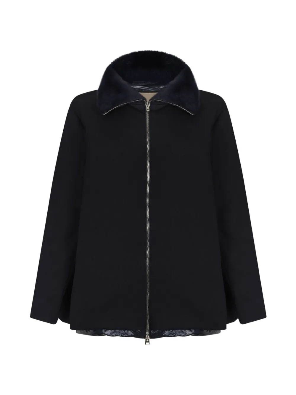 Herno fur collar zip coat - Nero