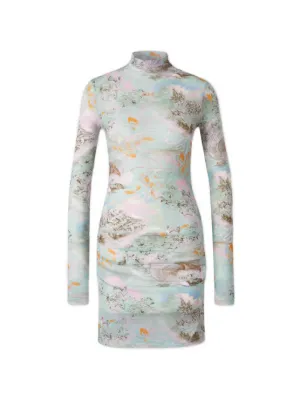 slim fit dress slacks Baltic Born Womens Elisabeth Button Dress | Off White + Blue Floral main image 1