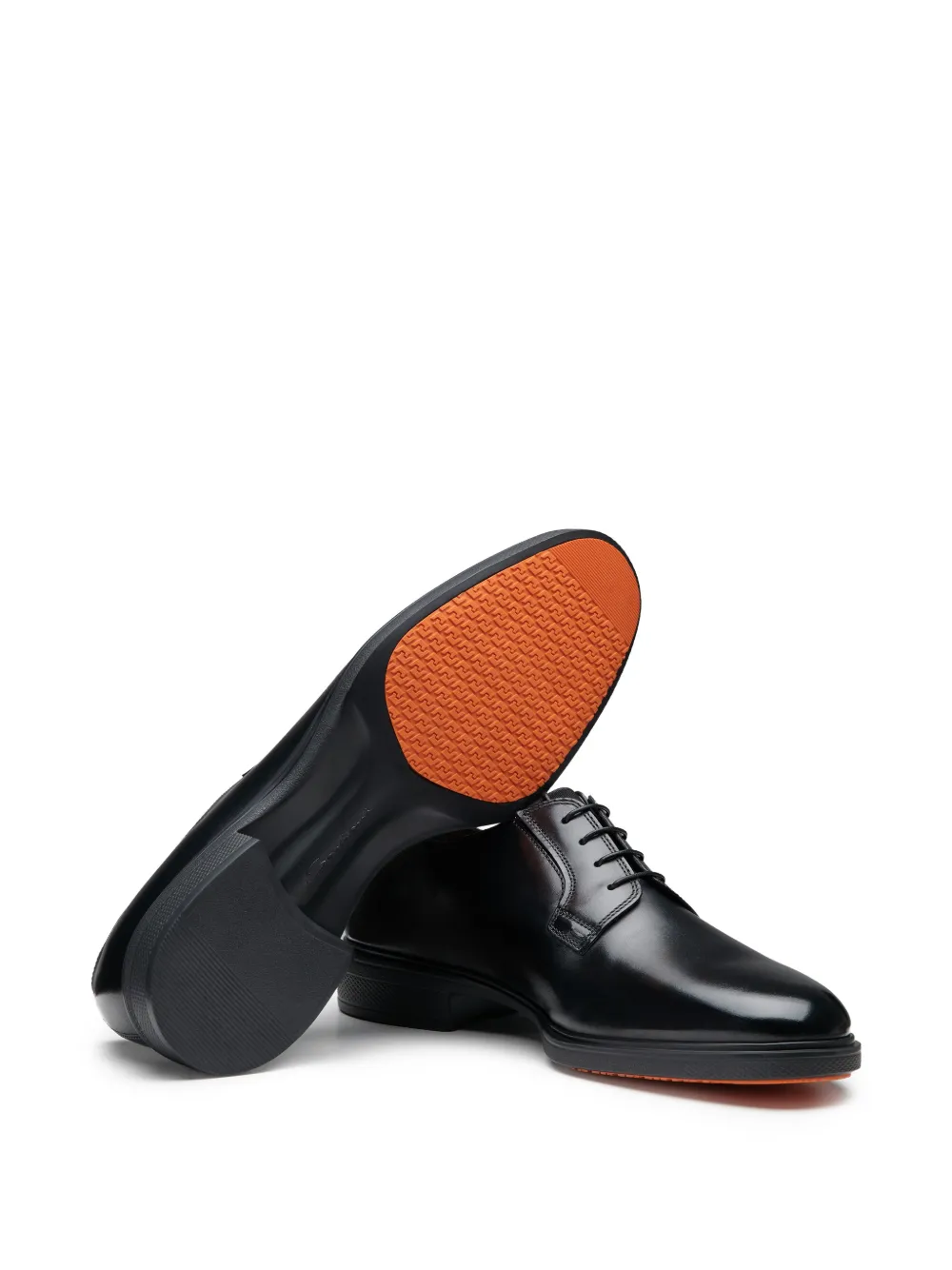 Santoni Leren derby schoenen Zwart