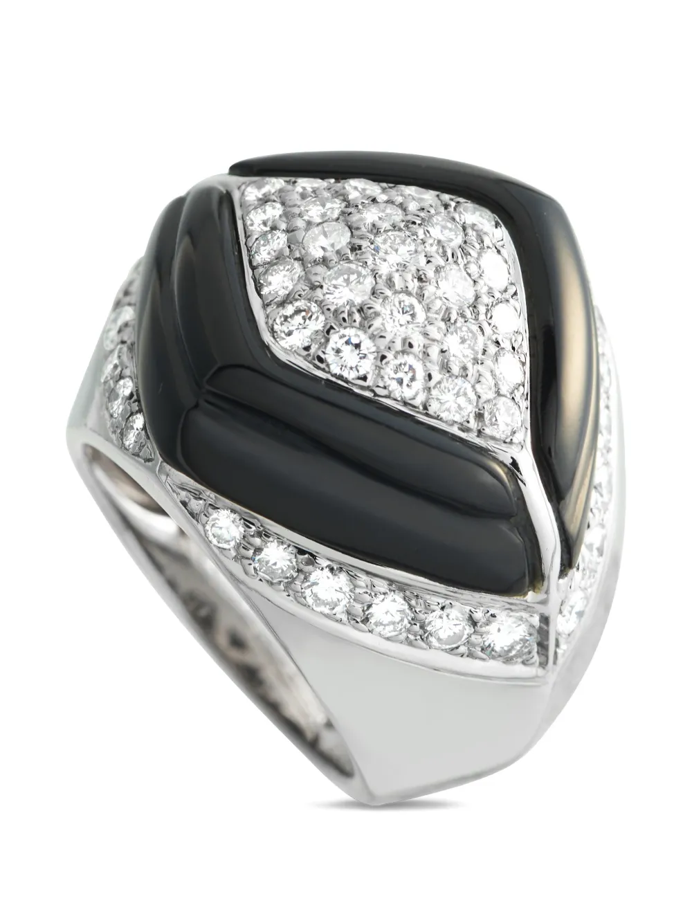 LB Exclusive 18K white gold diamond black ring - Silber