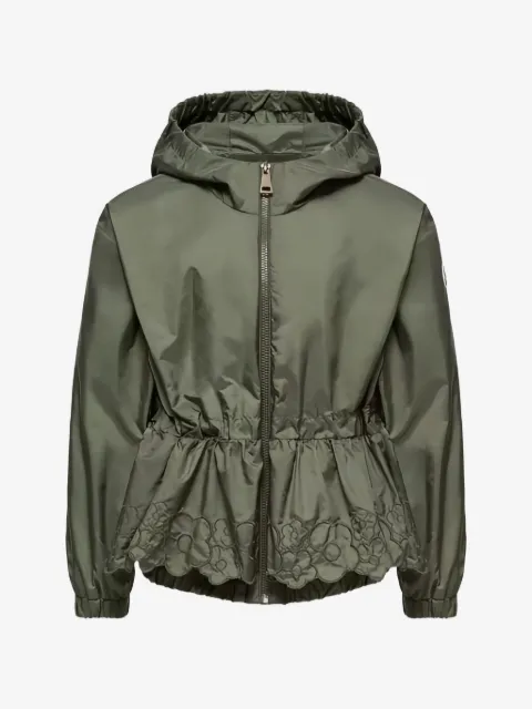 Moncler Enfant Manolya 花卉刺绣连帽雨衣夹克