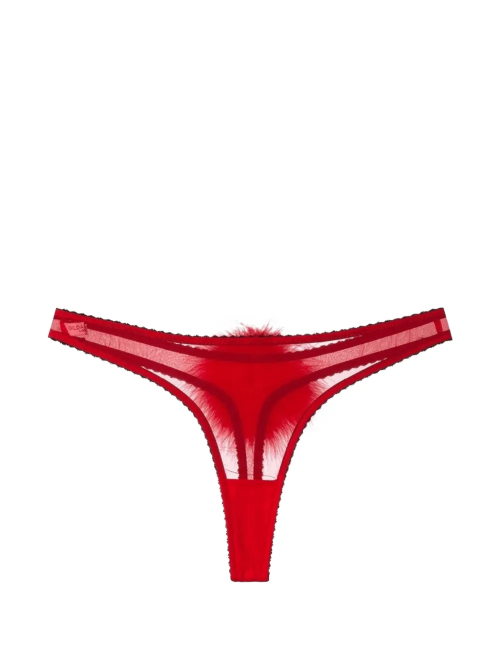 Gilda & Pearl feathered silk thong - Rosso