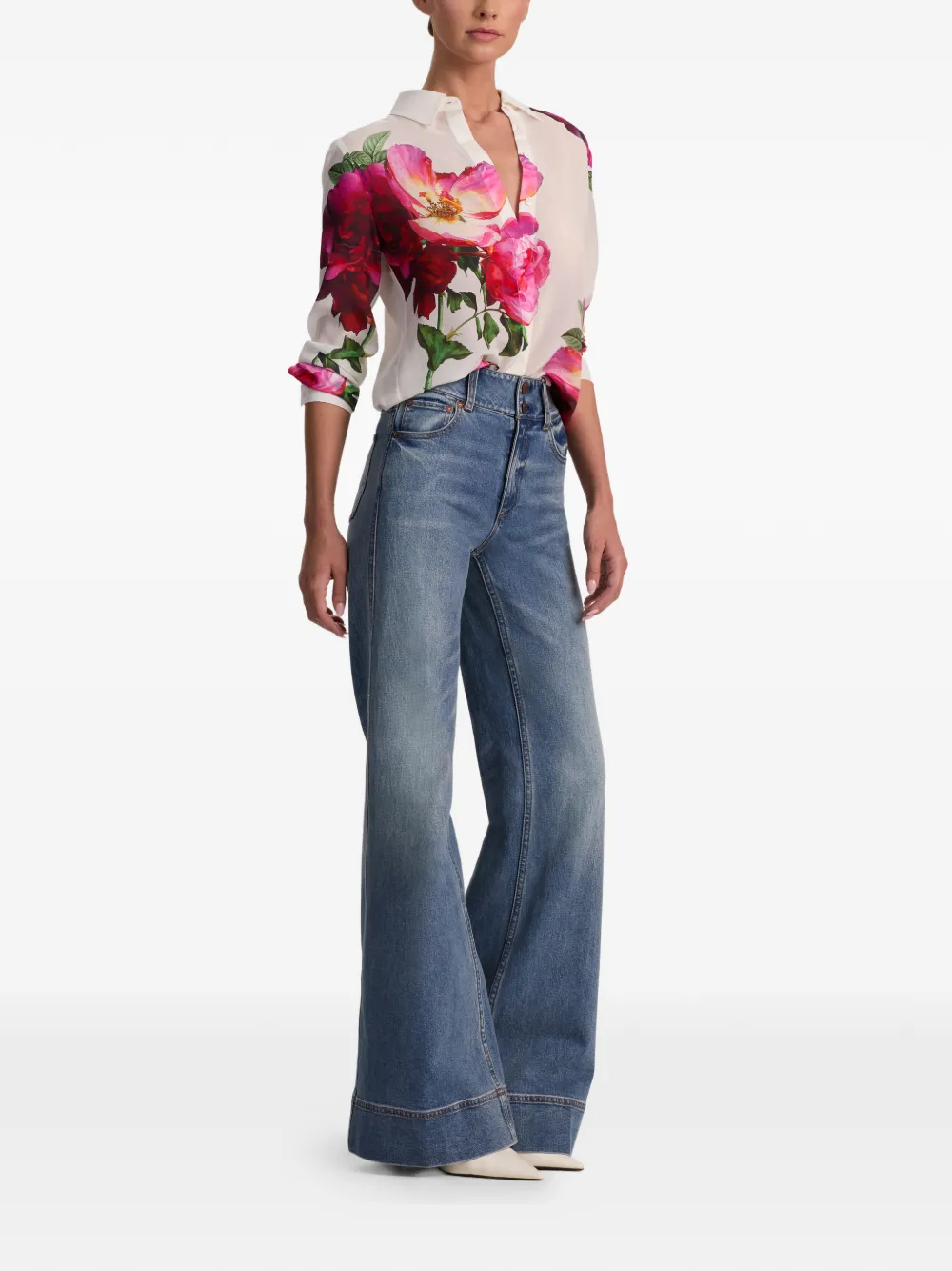  Alice + Olivia Willa Floral Shirt - Neutrals 
