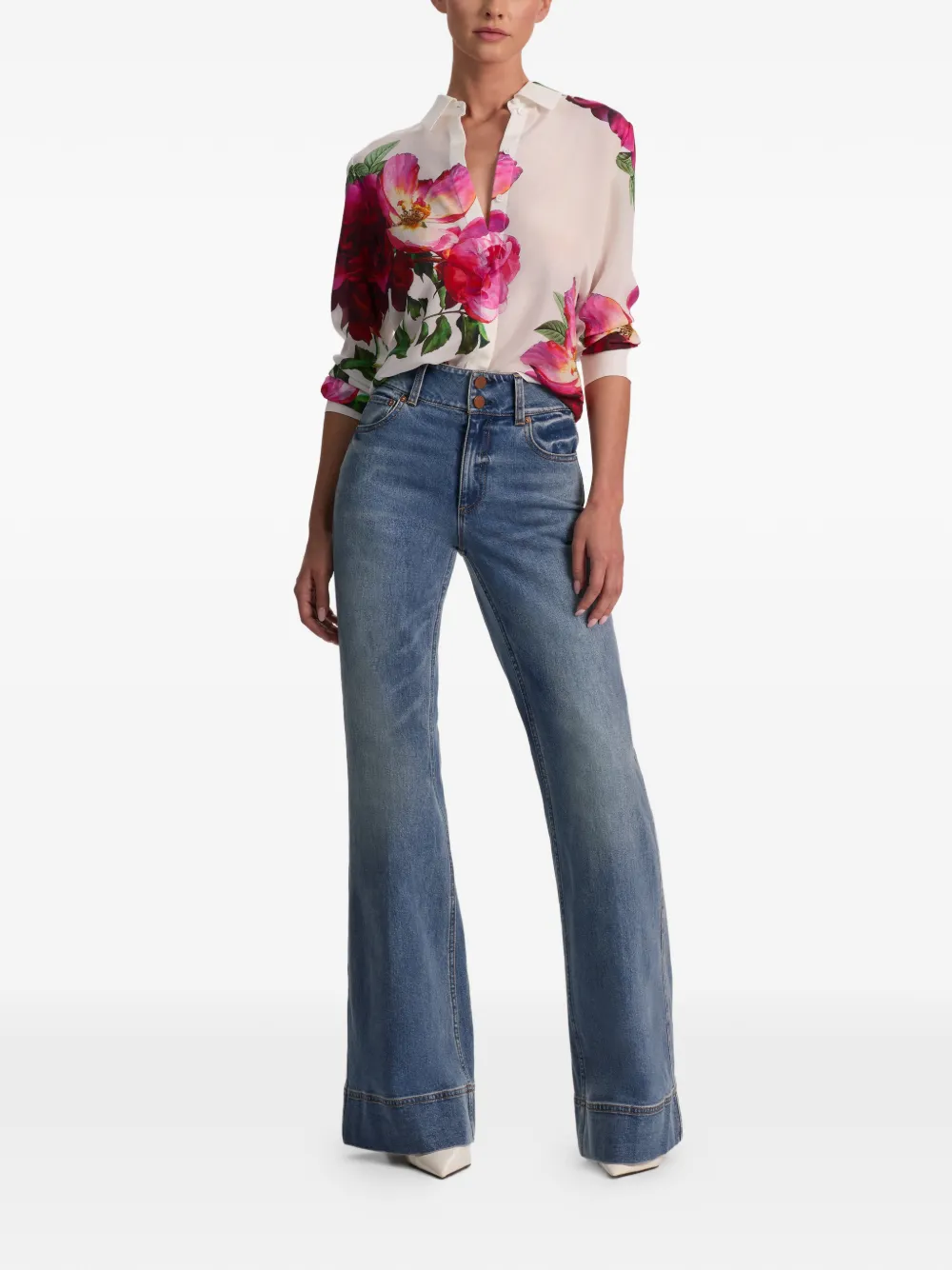  Alice + Olivia Willa Floral Shirt - Neutrals 