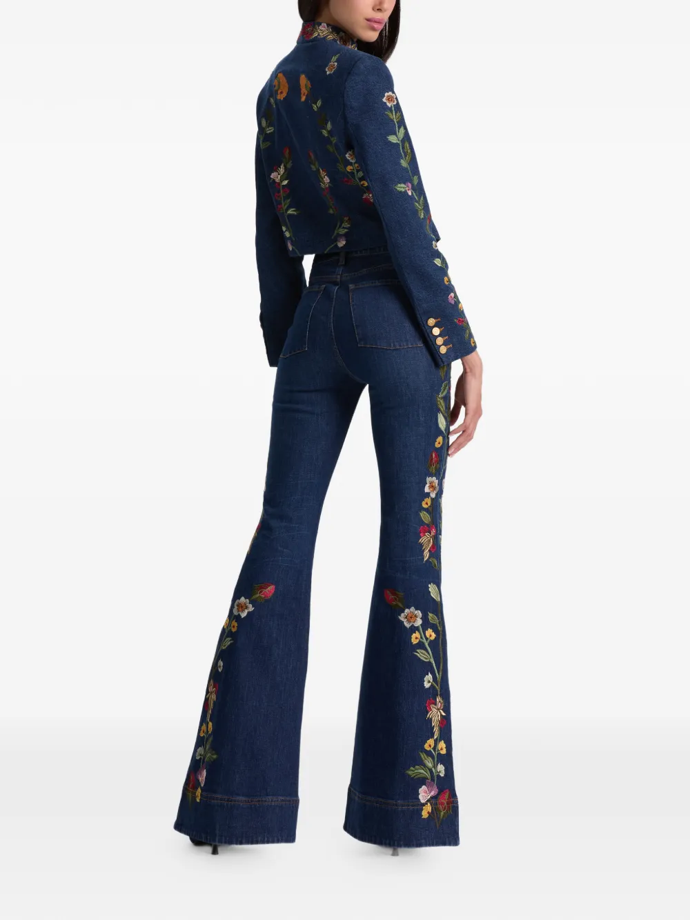 alice + olivia Beautiful jeans met geborduurde bloemen Blauw