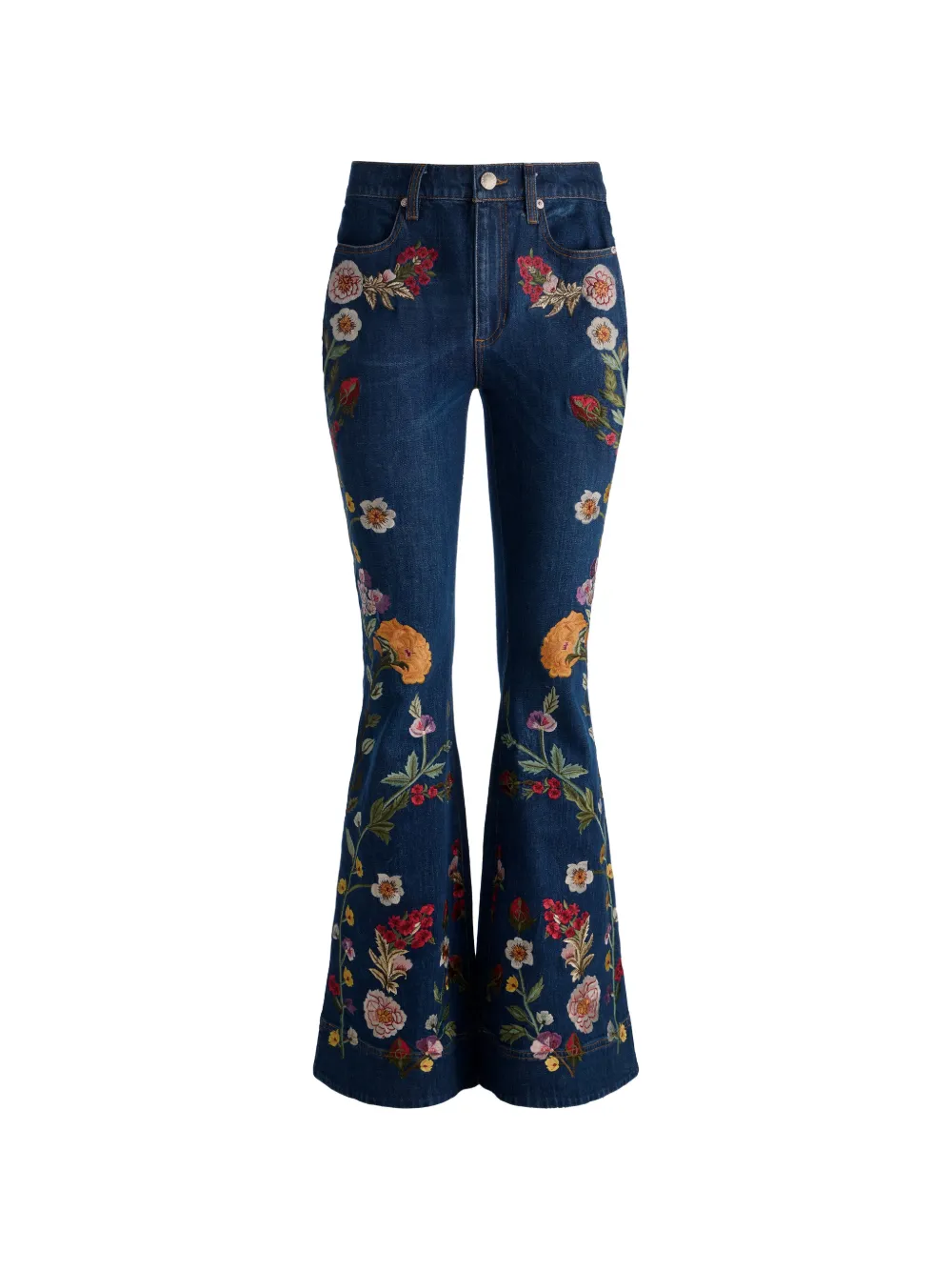 alice + olivia Beautiful floral embroidered jeans - Blu