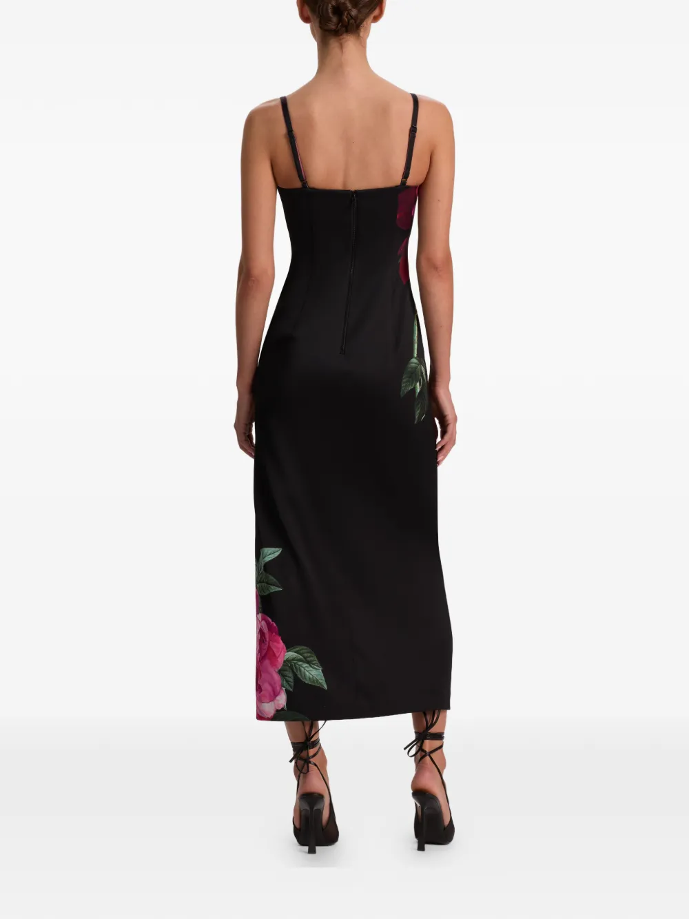alice + olivia Nina midi-jurk met bloemenprint Zwart