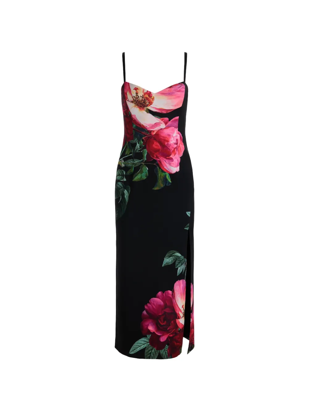 alice + olivia Nina sweetheart floral-print midi dress - Nero