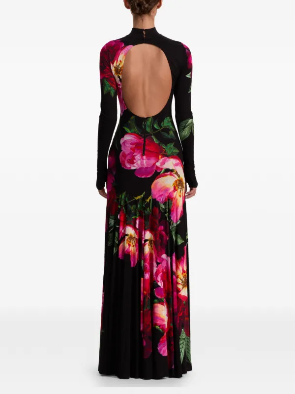 alice olivia evening dresses Alice + Olivia Augusta Floral high-neck Maxi Dress | Black