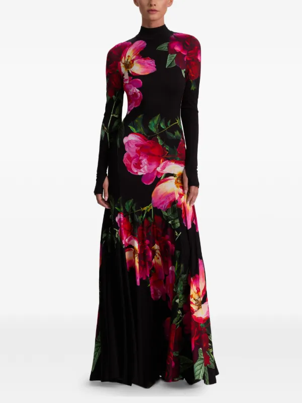 Alice + Olivia Augusta Floral high-neck Maxi Dress | Black | FARFETCH BH